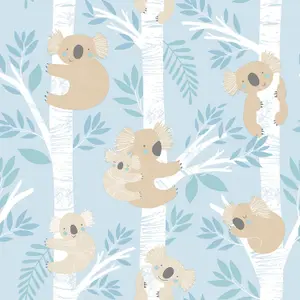 Galerie Tiny Tots 2 Light Blues Glitter Koalas Smooth Wallpaper