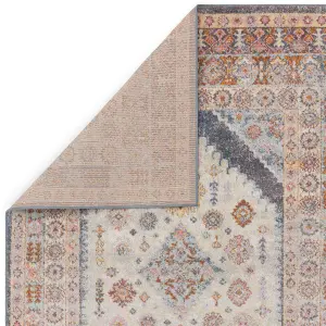 Floral Grey Traditional Abstract Persian Bordered Easy To Clean Rug For Dining Room-160cm X 230cm