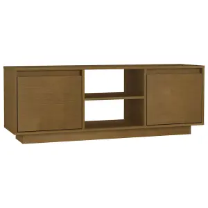 Berkfield TV Cabinet Honey Brown 110x30x40 cm Solid Pinewood