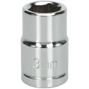 Premium 13mm Chrome Plated Drive Socket - 1/2 Inch Square Drive for Professional Use