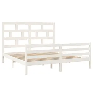 Berkfield Bed Frame White Solid Wood 180x200 cm 6FT Super King