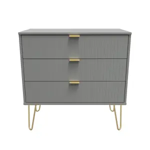 Linear Ready assembled Matt dark grey 3 Drawer Chest of drawers (H)695mm (W)765mm (D)415mm