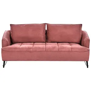 3 Seater Fabric Sofa Burgundy HOBRO