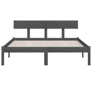 Berkfield Bed Frame Grey Solid Wood Pine 150x200 cm King Size