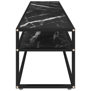 Berkfield TV Cabinet Black Marble 180x40x40.5 cm Tempered Glass