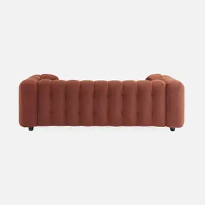 sweeek. 3-seater sofa upholstered in textured boucle fabric Leon Terracotta 229x99x71 cm