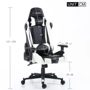 GTForce Pro FX Reclining Sports Racing Gaming Office Desk Pc Car Faux Leather Chair (White)