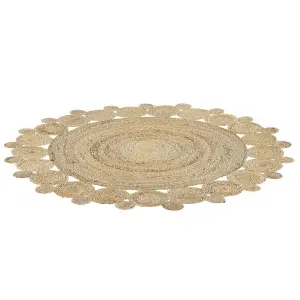 Round Jute Area Rug 120 cm Beige GOLGEN