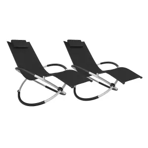 Smart Living Zero Gravity Rocking Sun Lounger Chair with Pillow  Black