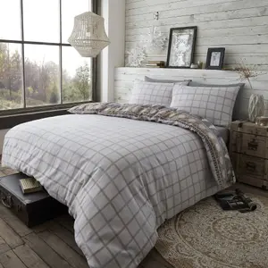 Happy Linen Company Warm Alaska Brushed Cotton Bedding Taupe Super King