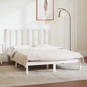 Berkfield Bed Frame White Solid Wood Pine 140x190 cm