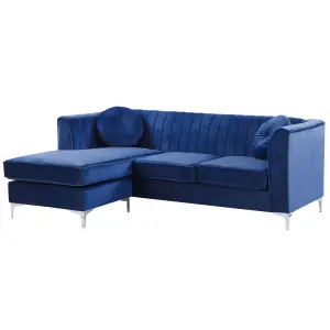 Corner Sofa TIMRA Navy Blue Velvet Right Hand