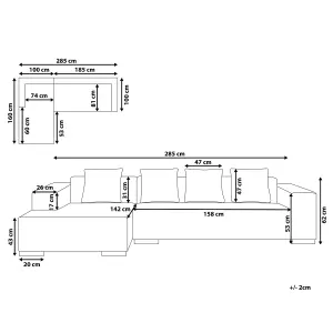 Corner Sofa LUNGO Off-White Corduroy Right Hand