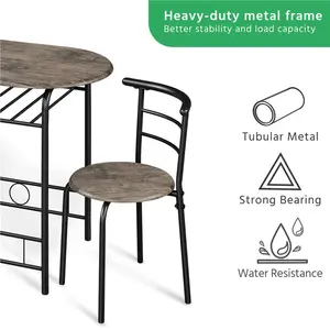 2 - Person Dining Set Drift Brown/Black / 76" H x 49" W x 42" D