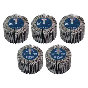 Sealey Abrasive Flap Wheel 80 x 40mm 40Grit 6mm Shaft 5 Pieces FW8040405