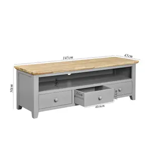 Florence Dove Grey TV Stand with 3 Drawers and Shelf