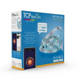 TCP Smart Strip Light RGBIC IP20 5M UK with Customisable Colors and Effects for Flexible Indoor Lighting