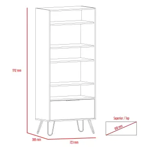 large display bookcase with storage area  bleached oak effect & grey, Nevada range