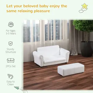 HOMCOM Kids Sofa 2 Seater Childrens Armchair Furniture Bedroom Playroom White