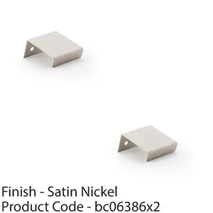 2 PACK - Flat Slim Cabinet Finger Pull Handle Semi Concealed - 37mm Width Satin Nickel