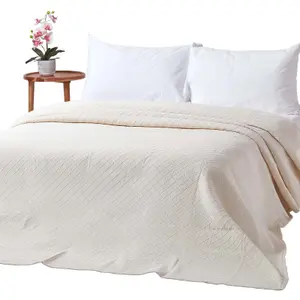 Homescapes Cream Cotton Rich Metelassé Diamond Pattern Bedspread, King