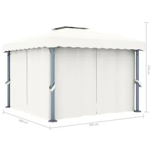 Berkfield Gazebo with Curtain 3x3 m Cream White Aluminium