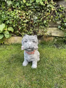 Small Westie Terrier chewing bone Stone Ornament