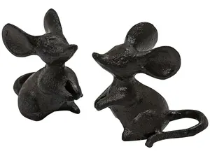 Woodside Cast Iron Mouse Sculpture - 2 Pack