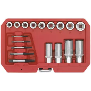 18 Piece Bolt Stud & Screw Extractor Set - Chromoly Steel - Storage Case