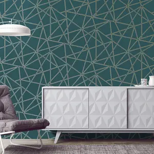 Holden Decor Paladium Teal Geometric Smooth Wallpaper