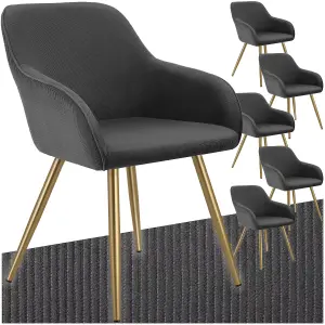 Dining Chair Marilyn - corduroy look, upholstered, armchair, continuous backrest - anthracite/gold