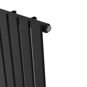 Rinse Bathrooms Vertical Radiators 1600x408mm Flat Panel Column Designer Radiator Black Single Radiators Central Heating