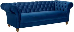 Navy Velvet Sofas - 3 Seater Sofa - Montgomery Range - Oak Furnitureland