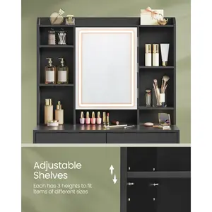 Seraphina Dressing Table with Mirror Ink Black