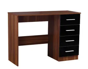 REFLECT 4 Drawer Dressing Table in Gloss Black Drawer Fronts and Walnut Carcass