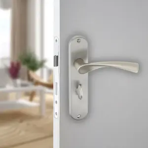 URBNLIVING 184mm Length 8 Pcs Lyon Metal & Satin Nickel Lever Latch Door Bathroom Handles Set