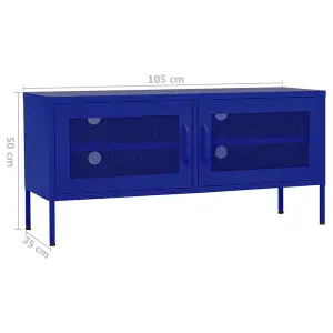 Berkfield TV Cabinet Navy Blue 105x35x50 cm Steel