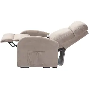 Single Motor Rise and Recline Lounge Chair Pebble Coloured Micro Fibre Material