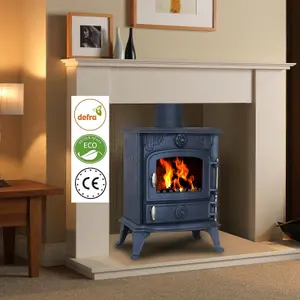 HEATSURE Cast Iron Woodburning Multifuel Stove Fireplace Heat Warm Indoor 5KW