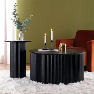 Maru Oak Round Side Table, Black - Daals - Side Tables