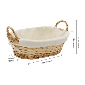 JVL Hand Woven Acacia Oval Willow Storage Basket with Lining, Honey Finish