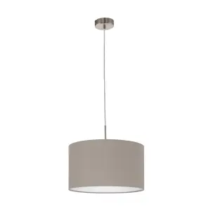 EGLO Pasteri Satin Nickel/Taupe Fabric Pendant Light