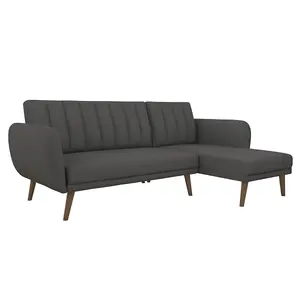 Brittany Sectional Sofa Bed in Dark Grey Linen