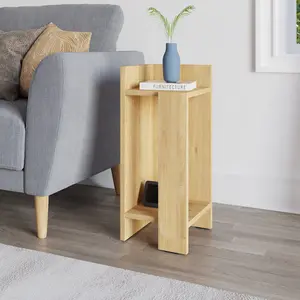 Lochlan Modern Compact Nightstand Bedside Table 25 x 27 x 60cm  Bedroom Furniture Oak / Left Orientation