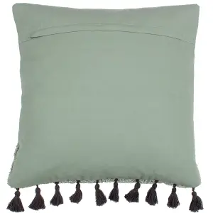 furn. Radiance Tufted Cotton Tasselled Feather Filled Cushion