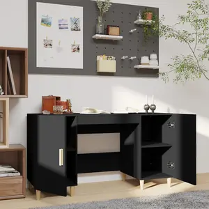 Berkfield Desk Black 140x50x75 cm Engineered Wood