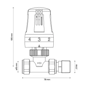 Flomasta Polished Straight Thermostatic Radiator valve (Dia)15mm x ½"