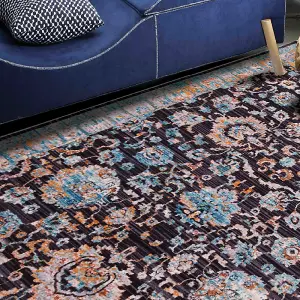 Blue Boho Vintage Floral Rug - Kansas