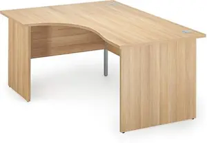 American Light Oak Curved Executive Panel End Office Desk | Right Hand 1600mm Wide Curved Desk American Oak