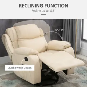 HOMCOM Massage Recliner Chair Manual Reclining Chair with Footrest Remote Beige